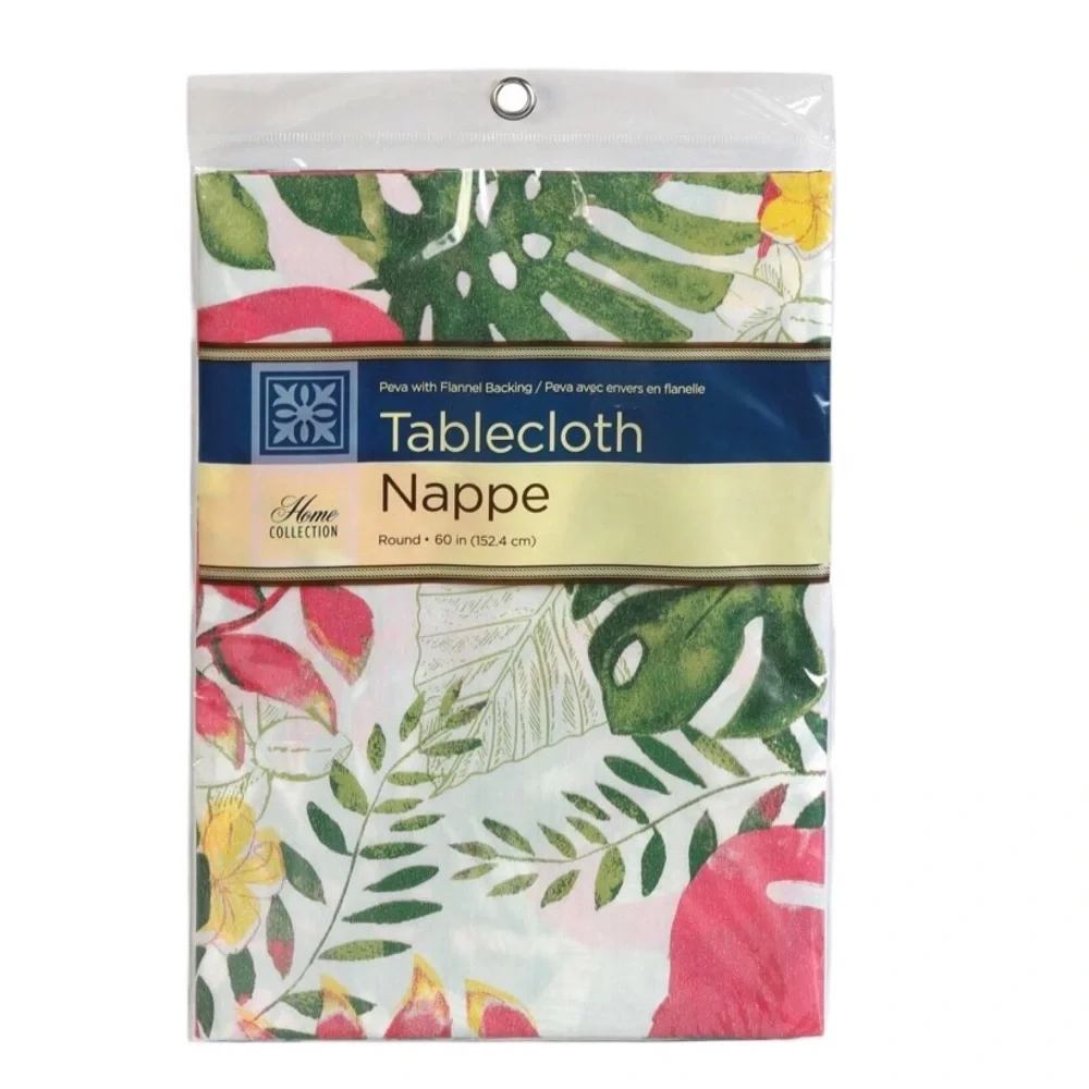 Home Collection Tropical Flamingo PEVA Tablecloth w Flannel Backing